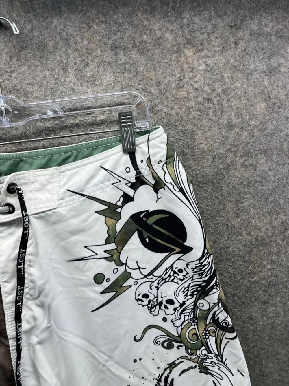 Lost Swim Trunks Mens 38 Multicolor Skull Colorblock Quick Dry Board Shorts Y2K
